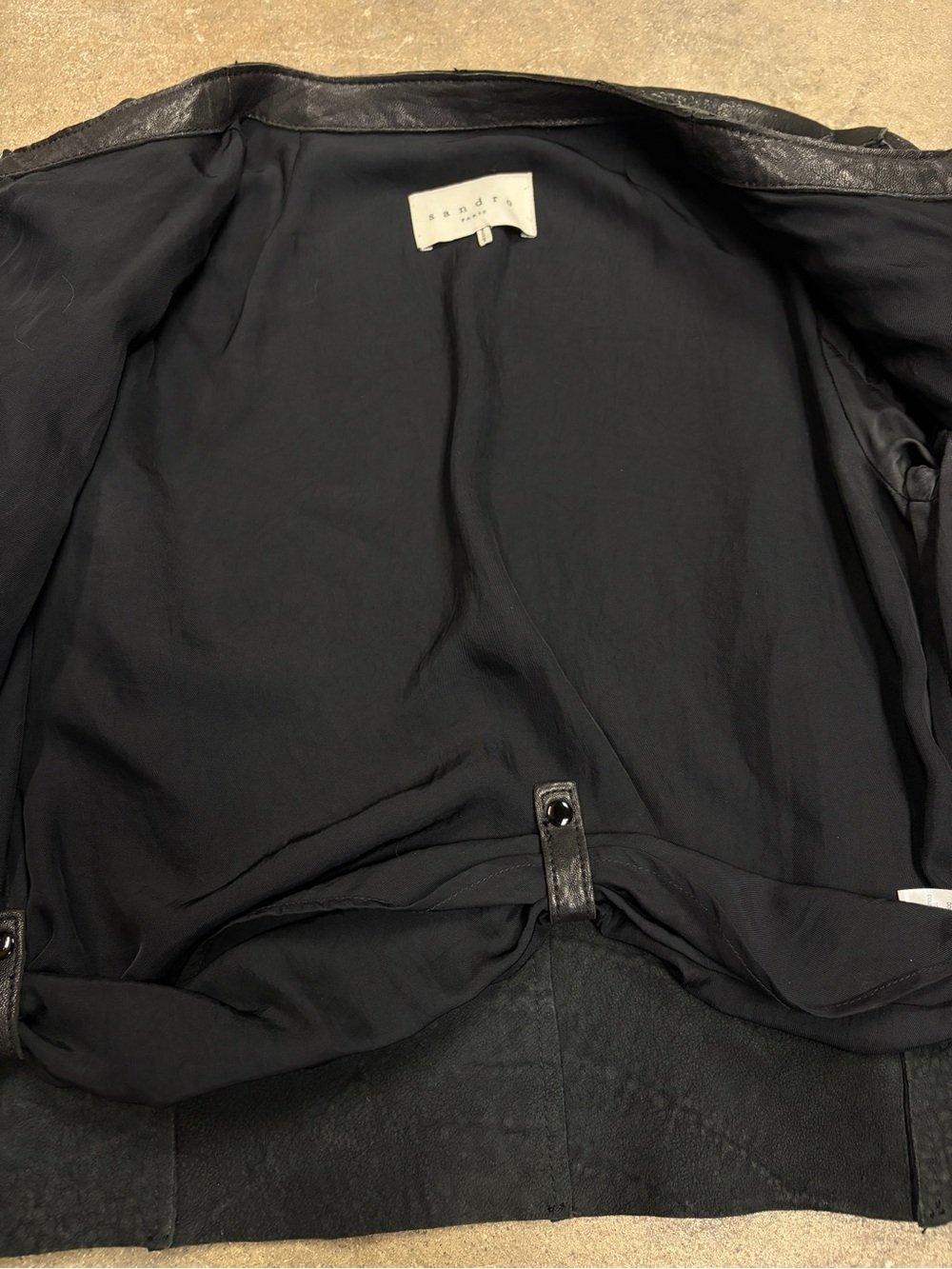 Sandro Paris Black Lamb Leather Cropped Jacket‎ - Size 1 US 4 - Picture 4 of 8